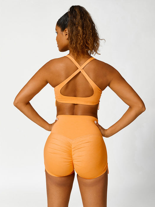 Drawstring yoga wear breathable shorts